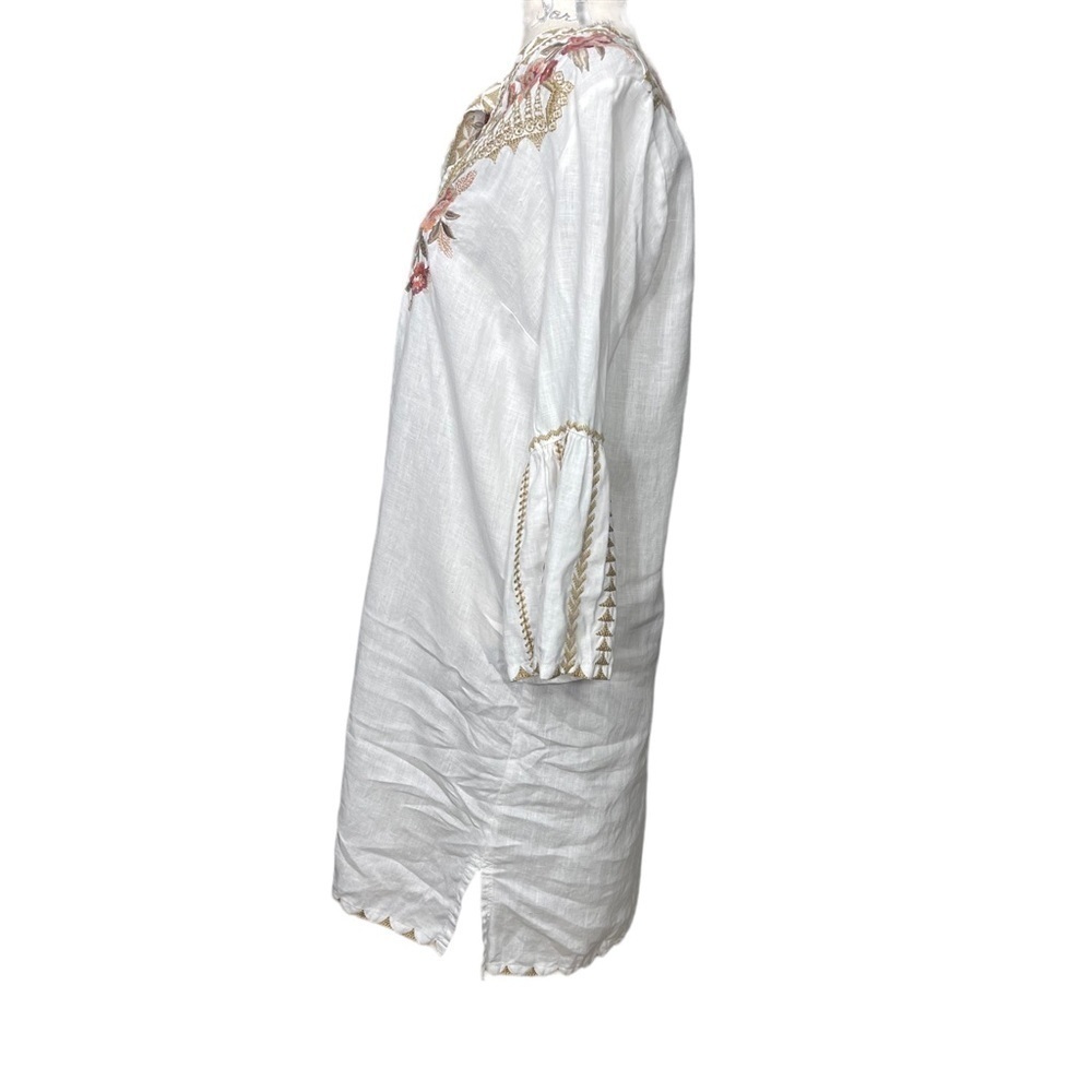 Johnny Was Linen Embroidered Floral Tunic Dress Boho Size XS - Picture 2 of 10